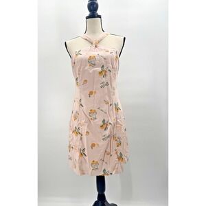 Wild Fable Medium Linen Halter Dress Euro Summer Novelty Citrus Arancia Orange